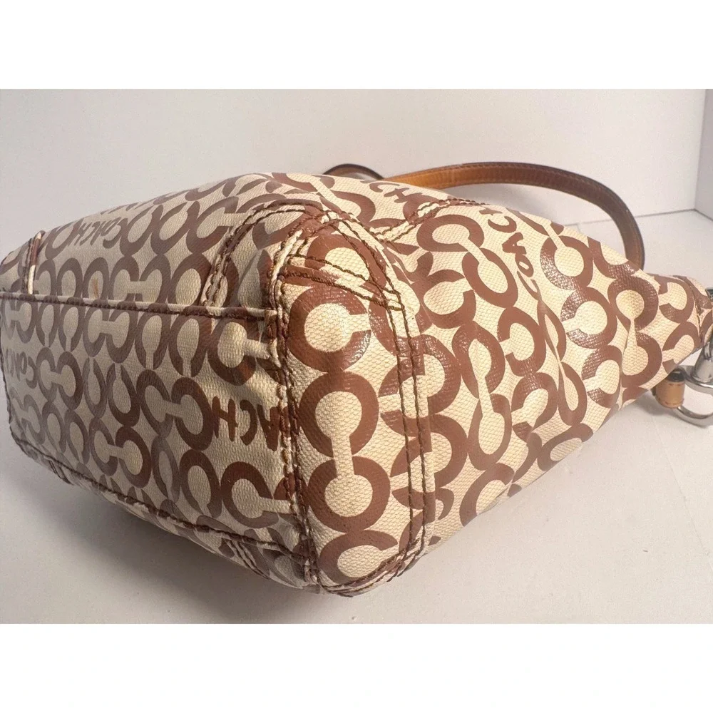 Coach Poppy Signature Graffiti Coated Canvas Satchel Crossbody Bag Tan Brown - Picture 7 of 12